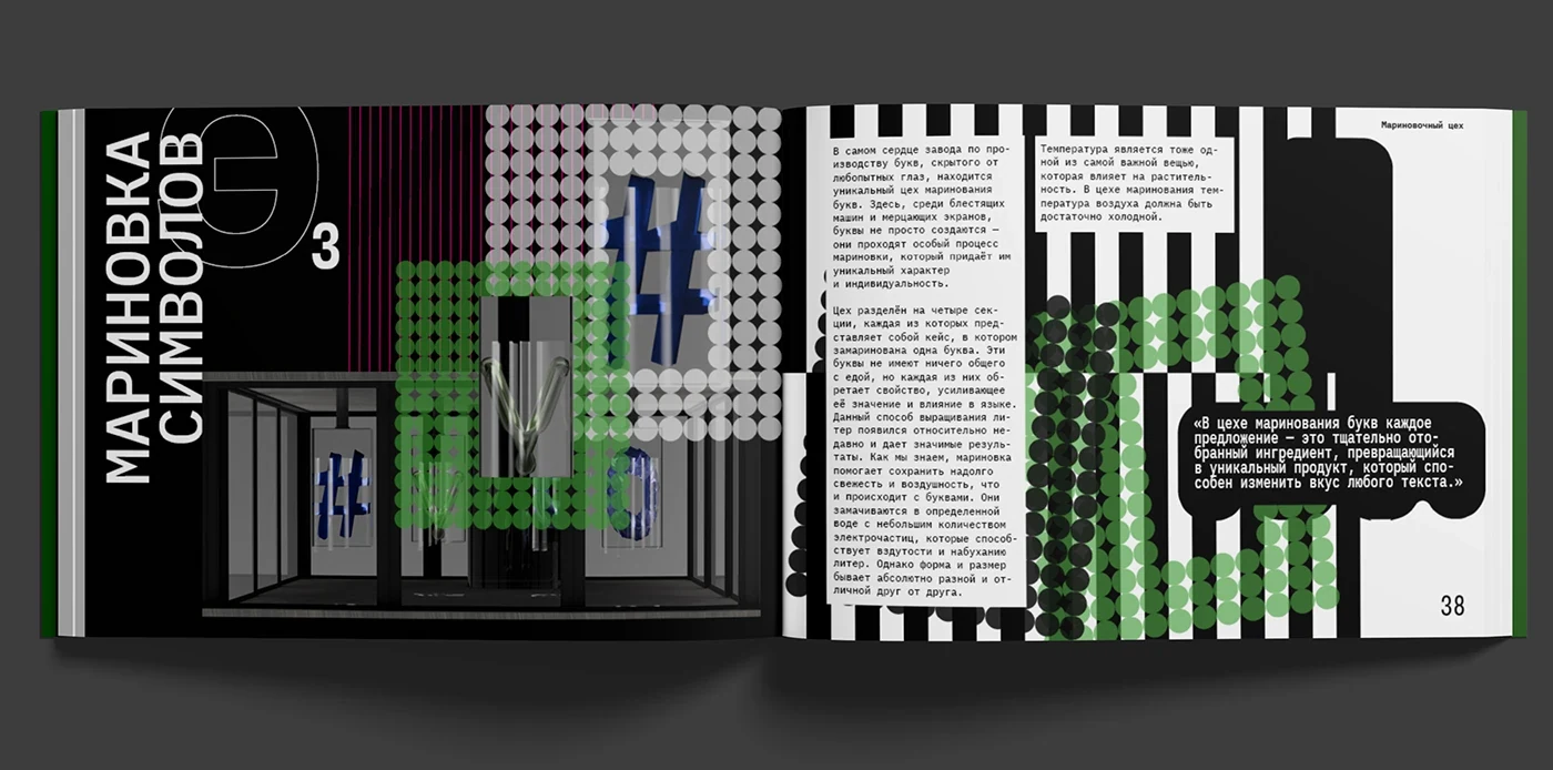 Экспериментальные развороты книги шрифтовой лаборатории